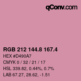カラーコード: RGB 212 144.8 167.4 | qconv.com