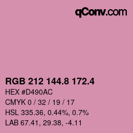 カラーコード: RGB 212 144.8 172.4 | qconv.com