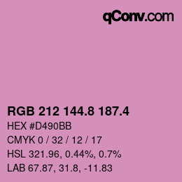 カラーコード: RGB 212 144.8 187.4 | qconv.com