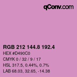 カラーコード: RGB 212 144.8 192.4 | qconv.com
