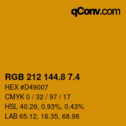 カラーコード: RGB 212 144.8 7.4 | qconv.com
