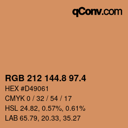 カラーコード: RGB 212 144.8 97.4 | qconv.com