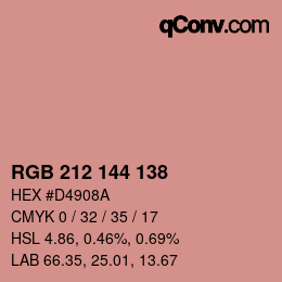 カラーコード: RGB 212 144 138 | qconv.com