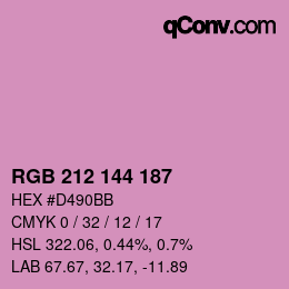 Color code: RGB 212 144 187 | qconv.com