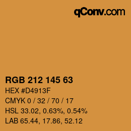 カラーコード: RGB 212 145 63 | qconv.com