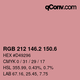 カラーコード: RGB 212 146.2 150.6 | qconv.com
