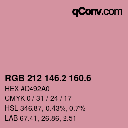 カラーコード: RGB 212 146.2 160.6 | qconv.com