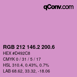 カラーコード: RGB 212 146.2 200.6 | qconv.com