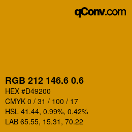 カラーコード: RGB 212 146.6 0.6 | qconv.com