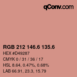 カラーコード: RGB 212 146.6 135.6 | qconv.com