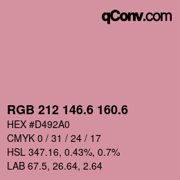 カラーコード: RGB 212 146.6 160.6 | qconv.com