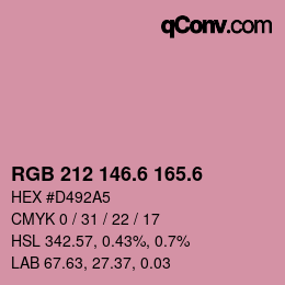 カラーコード: RGB 212 146.6 165.6 | qconv.com