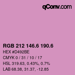 カラーコード: RGB 212 146.6 190.6 | qconv.com