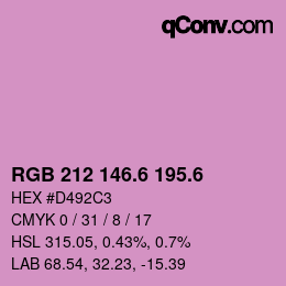 カラーコード: RGB 212 146.6 195.6 | qconv.com