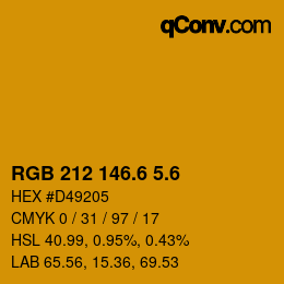 カラーコード: RGB 212 146.6 5.6 | qconv.com