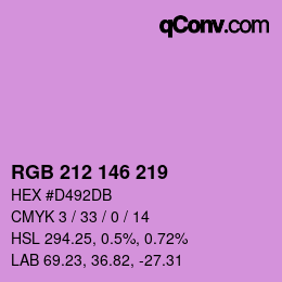 カラーコード: RGB 212 146 219 | qconv.com