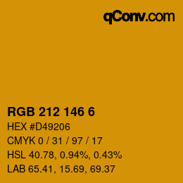 カラーコード: RGB 212 146 6 | qconv.com