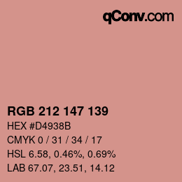Color code: RGB 212 147 139 | qconv.com