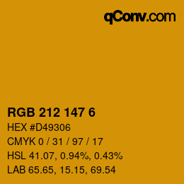 Color code: RGB 212 147 6 | qconv.com