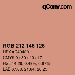 Color code: RGB 212 148 128 | qconv.com