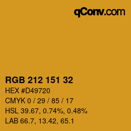 Color code: RGB 212 151 32 | qconv.com