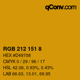 Color code: RGB 212 151 8 | qconv.com