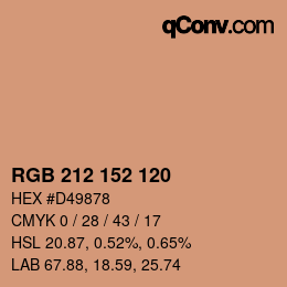 颜色代码: RGB 212 152 120 | qconv.com