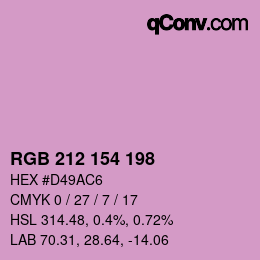 Color code: RGB 212 154 198 | qconv.com