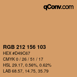 カラーコード: RGB 212 156 103 | qconv.com
