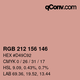 Color code: RGB 212 156 146 | qconv.com