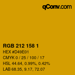 カラーコード: RGB 212 158 1 | qconv.com
