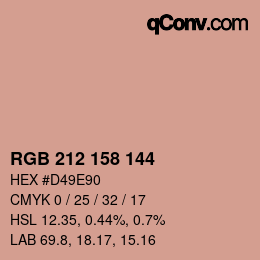 カラーコード: RGB 212 158 144 | qconv.com