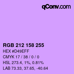 颜色代码: RGB 212 158 255 | qconv.com