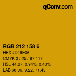 Color code: RGB 212 158 6 | qconv.com