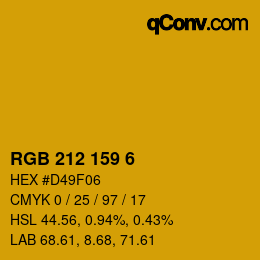 カラーコード: RGB 212 159 6 | qconv.com