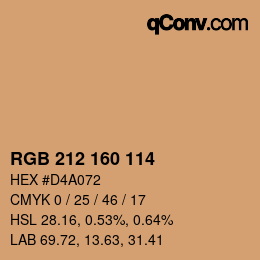 Color code: RGB 212 160 114 | qconv.com
