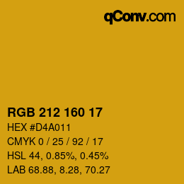 カラーコード: RGB 212 160 17 | qconv.com