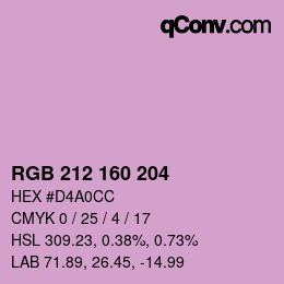 Color code: RGB 212 160 204 | qconv.com