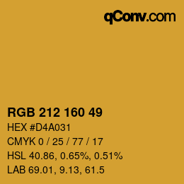 Color code: RGB 212 160 49 | qconv.com