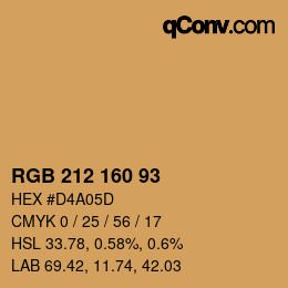 Color code: RGB 212 160 93 | qconv.com