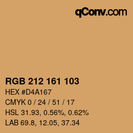 カラーコード: RGB 212 161 103 | qconv.com