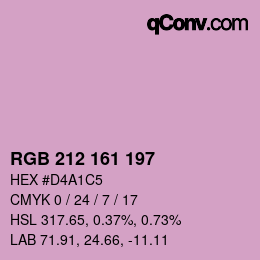 Color code: RGB 212 161 197 | qconv.com