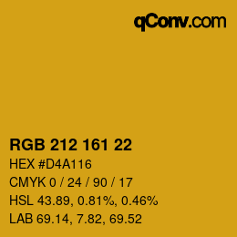 Color code: RGB 212 161 22 | qconv.com