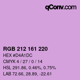 Color code: RGB 212 161 220 | qconv.com