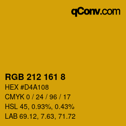 Color code: RGB 212 161 8 | qconv.com