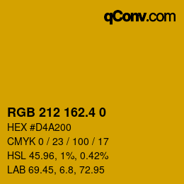 カラーコード: RGB 212 162.4 0 | qconv.com