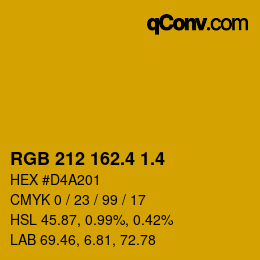カラーコード: RGB 212 162.4 1.4 | qconv.com