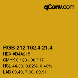 カラーコード: RGB 212 162.4 21.4 | qconv.com
