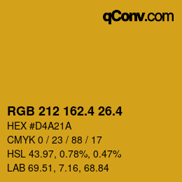 カラーコード: RGB 212 162.4 26.4 | qconv.com