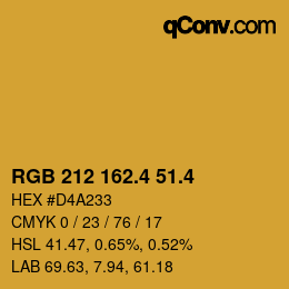 カラーコード: RGB 212 162.4 51.4 | qconv.com